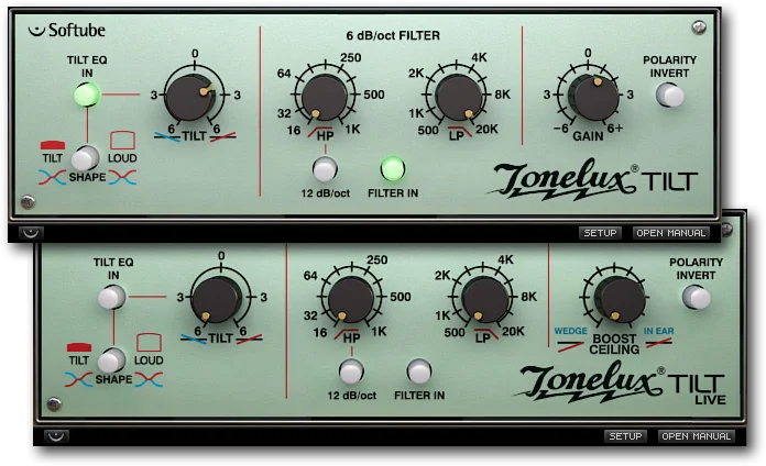 Softube Tonelux Tilt and Tilt Live interface