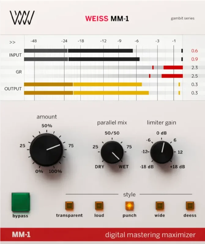 Softube Weiss MM-1 Mastering Maximizer interface