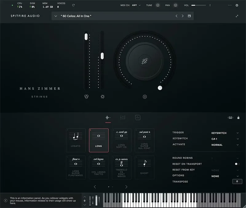 Spitfire Audio Hans Zimmer Strings interface