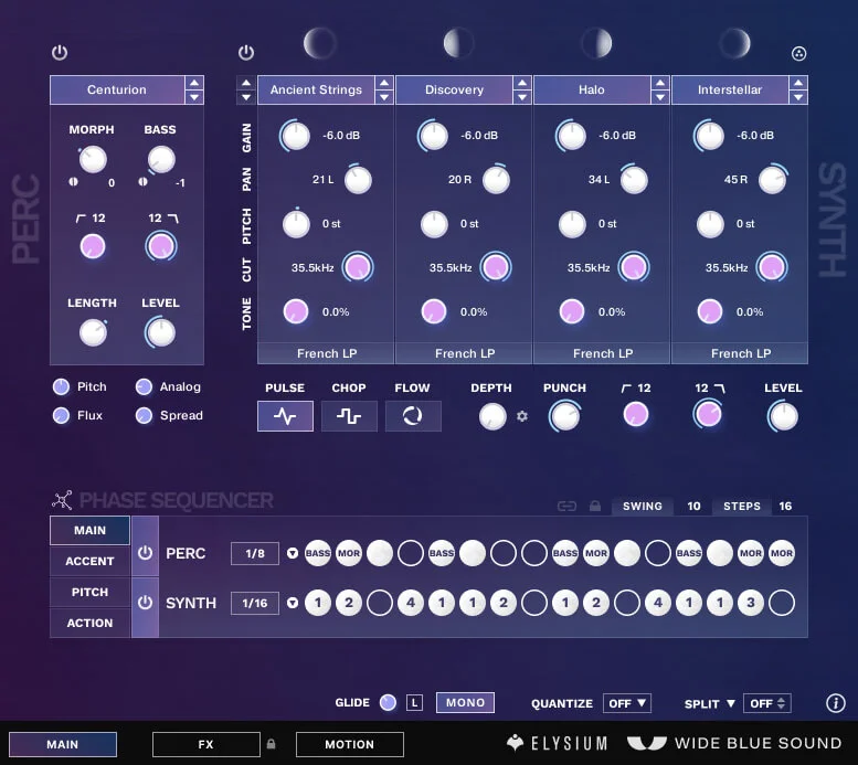 Wide Blue Sound ELYSIUM interface