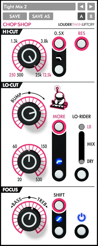 Louder Than Liftoff Chop Shop interface