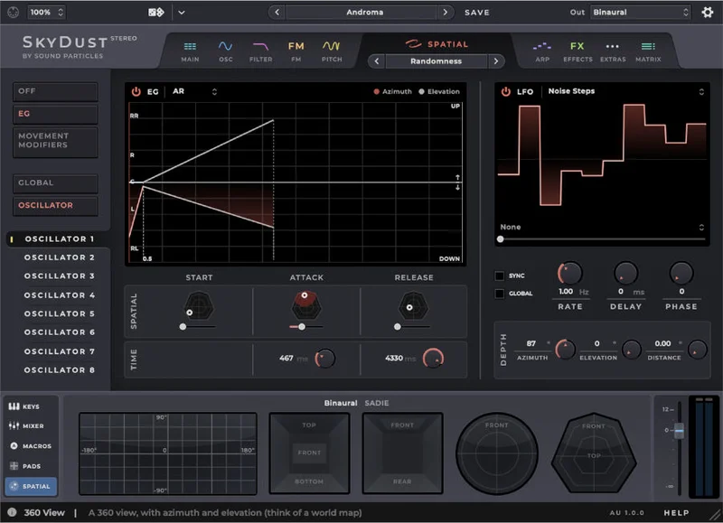 Sound Particles SkyDust Stereo | Educational Version interface