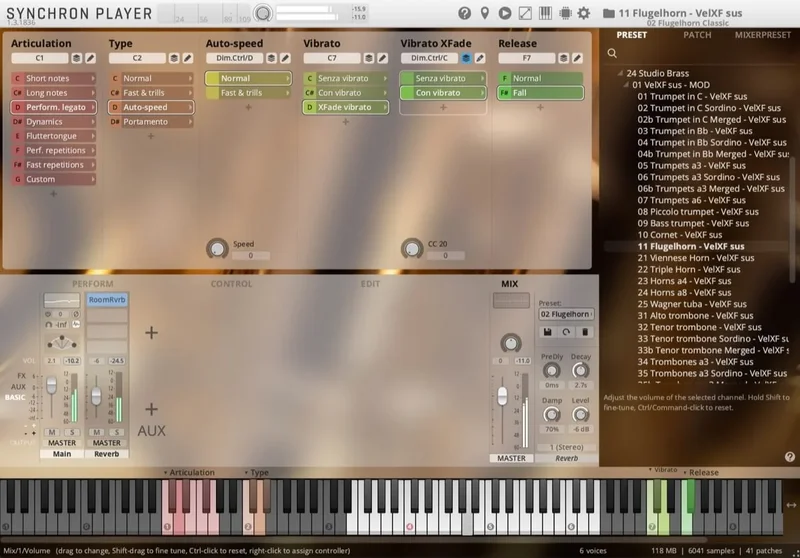 VSL Studio Special Brass: Flugelhorn interface
