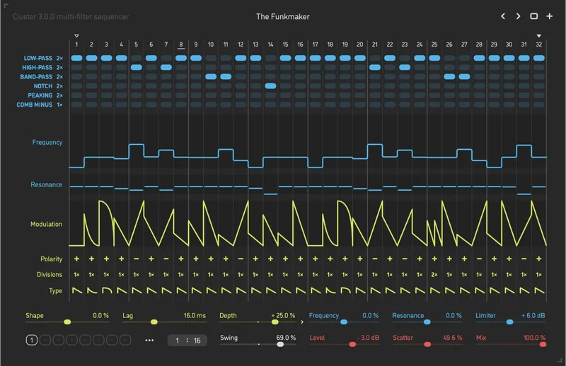 Sinevibes Cluster v3 interface