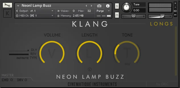 KLANG Neon Tube Buzz interface
