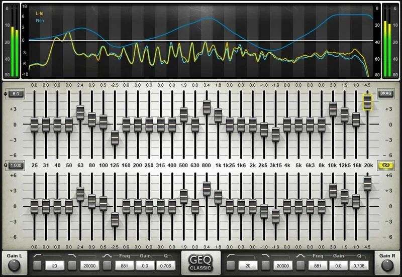 Waves GEQ Graphic Equalizer interface