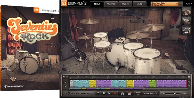 Toontrack EZX Seventies Rock interface