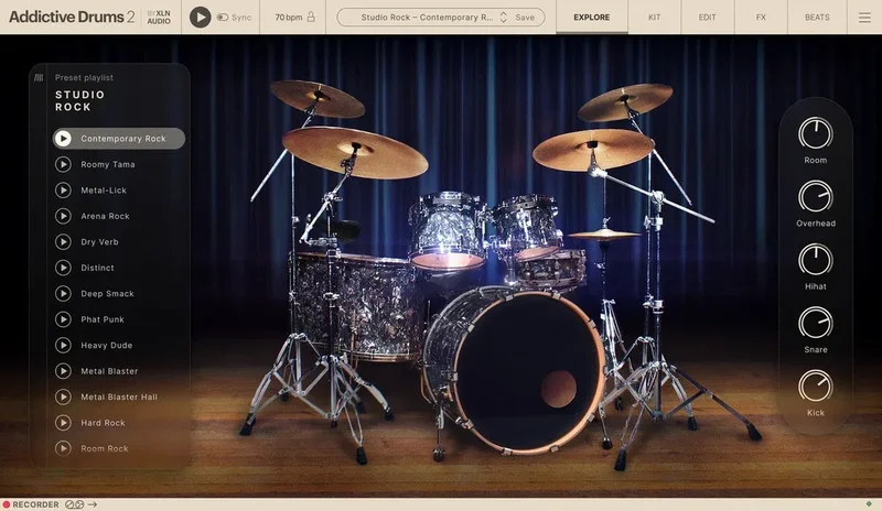 XLN Audio Addictive Drums 2: Studio Rock ADpak interface