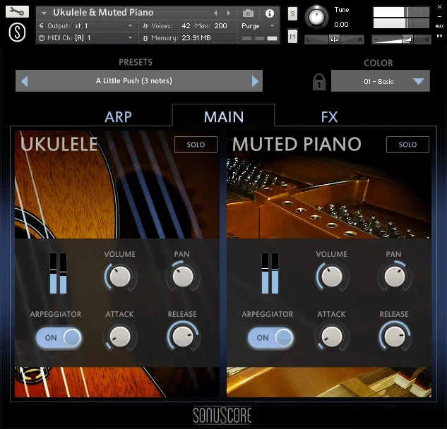 Sonuscore Origins Vol 5: Ukelele & Muted Piano interface