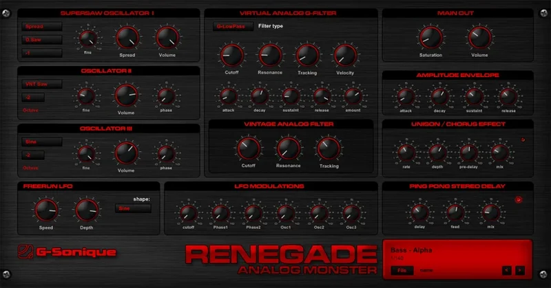 G-Sonique Renegade interface