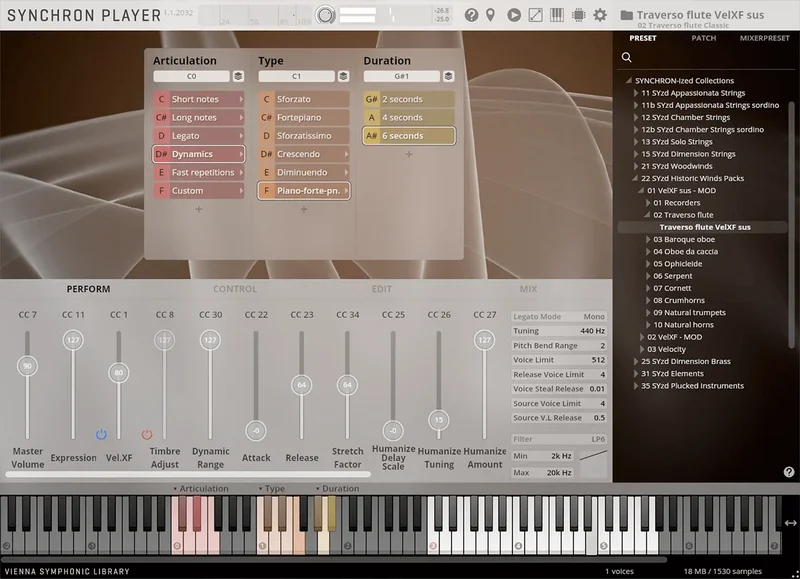 VSL SYNCHRON-ized Traverso Flute interface