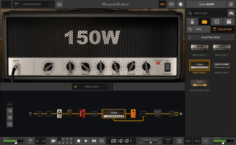 IK Multimedia Amplitube Metal interface