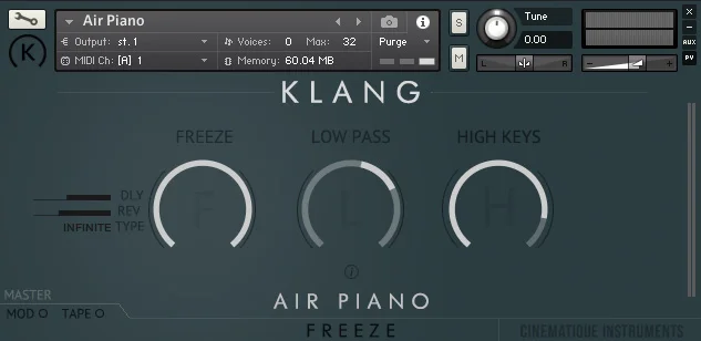 KLANG FREEZE: Air Piano interface