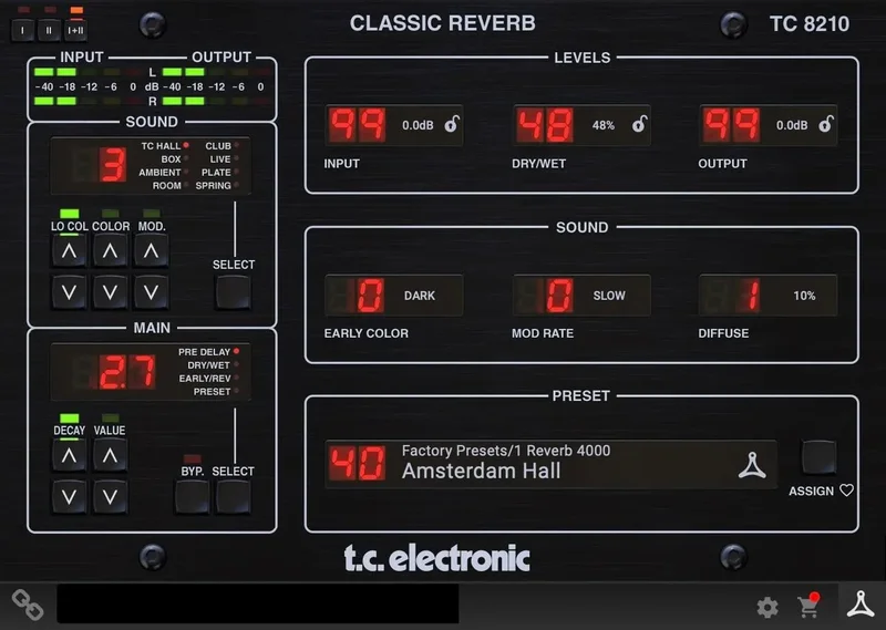 TC Electronic TC 8210 - Classic Mixing Reverb interface