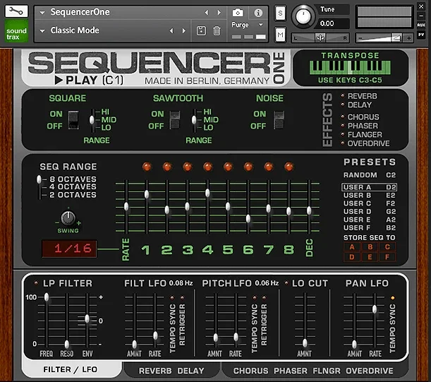 Soundtrax Sequencer One interface