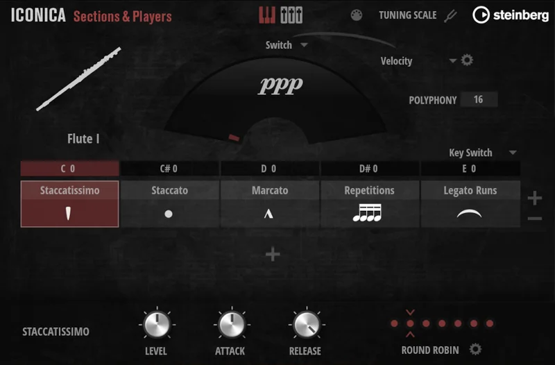 Steinberg Iconica Sections & Players interface