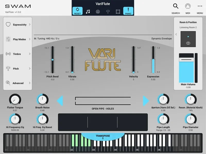 Audio Modeling SWAM VariFlute interface