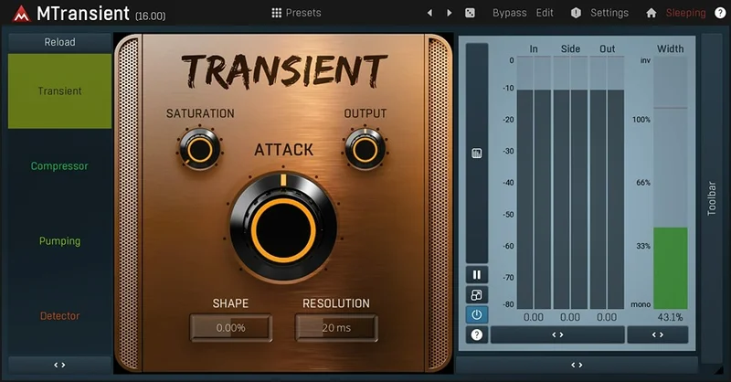 MeldaProduction MTransient interface