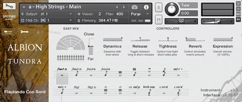 Spitfire Audio Albion Tundra interface