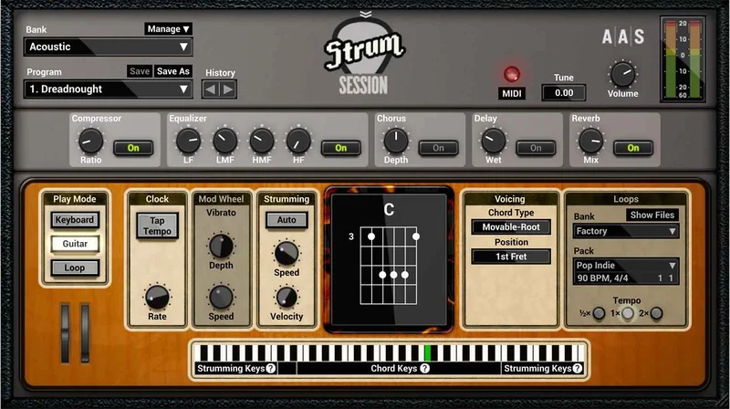 AAS Strum Session interface