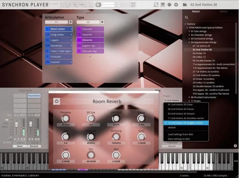 VSL Studio Special Edition 3: Appassionata & Muted Strings interface