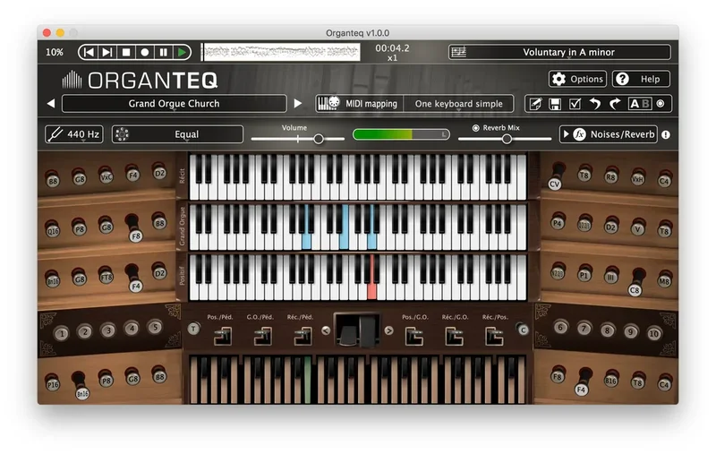 Pianoteq Organteq interface