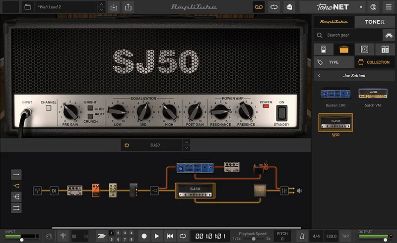 IK Multimedia AmpliTube Joe Satriani interface