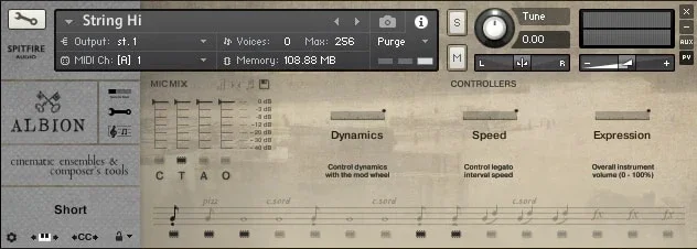 Spitfire Audio Albion Legacy interface