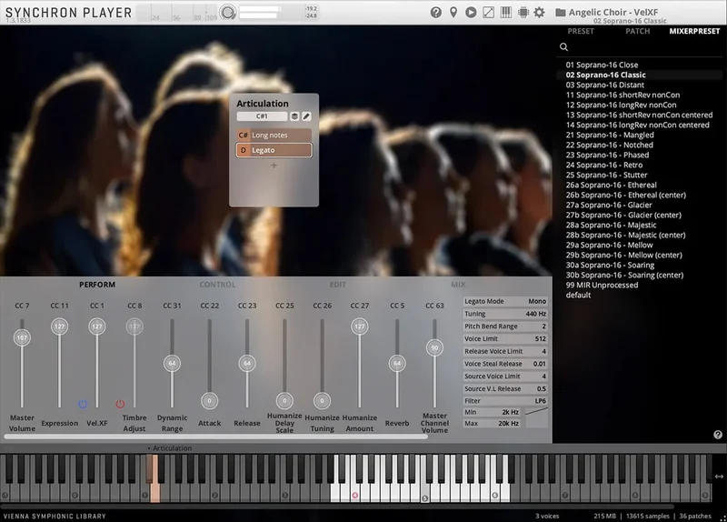 VSL Free Angelic Choir interface