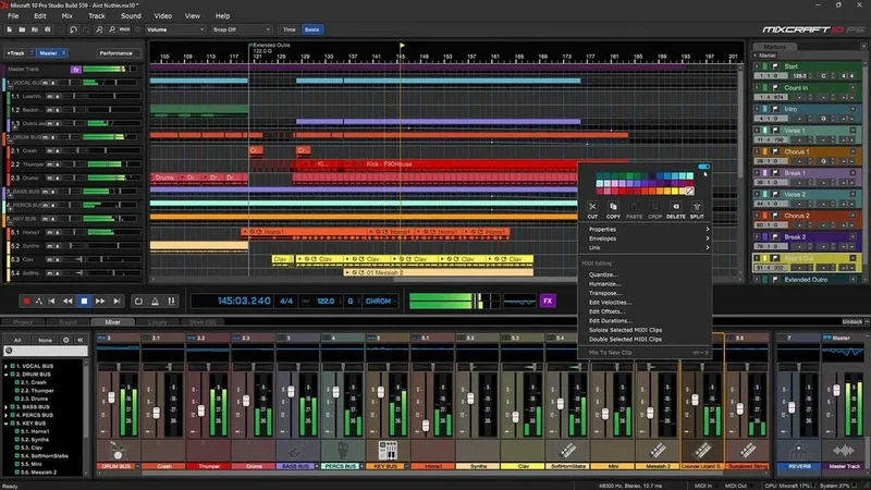 Acoustica Mixcraft 10 Recording Studio interface