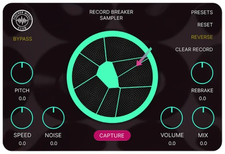 Fischer Music Club Record Breaker Glitch Sampler interface