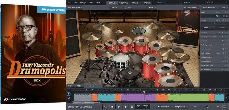 Toontrack SDX: Drumopolis interface