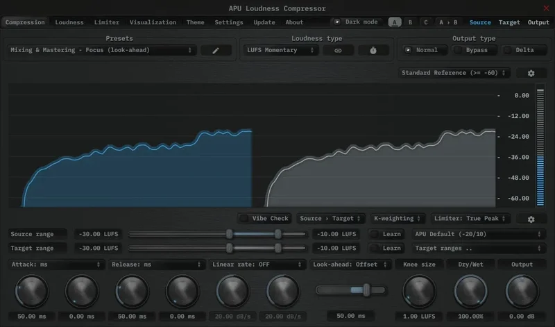 APU Software Loudness Compressor interface