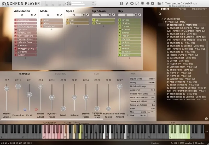 VSL Studio Brass Bundle interface