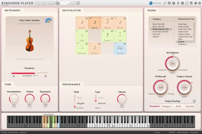 VSL Synchron Solo Violin 1 (Sordino) interface