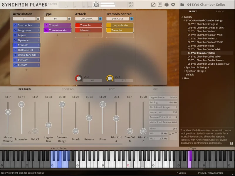 VSL Studio Chamber Strings interface