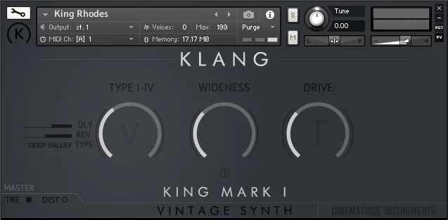 KLANG VINTAGE SYNTH: King Mark I interface