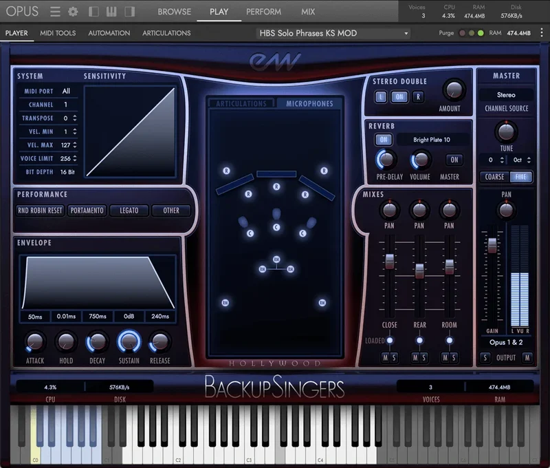 EastWest Hollywood Backup Singers interface