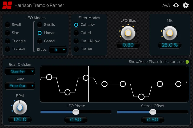 Harrison Consoles Tremolo Panner interface