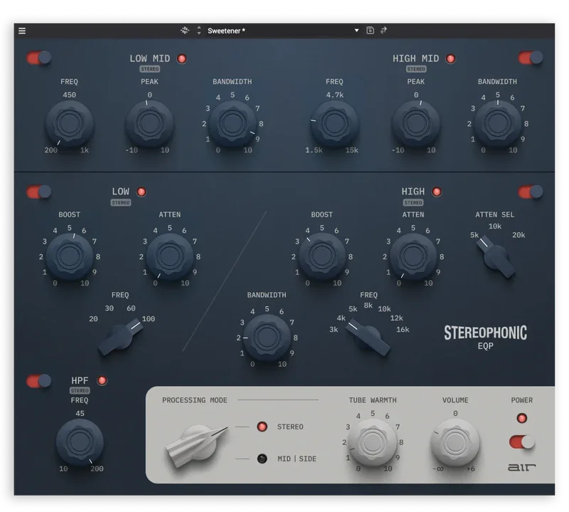 AIR Music Technology Stereophonic EQP interface