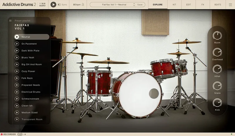 XLN Audio Addictive Drums 2: Rock Collection interface