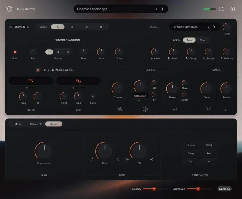 LANDR Horizon interface