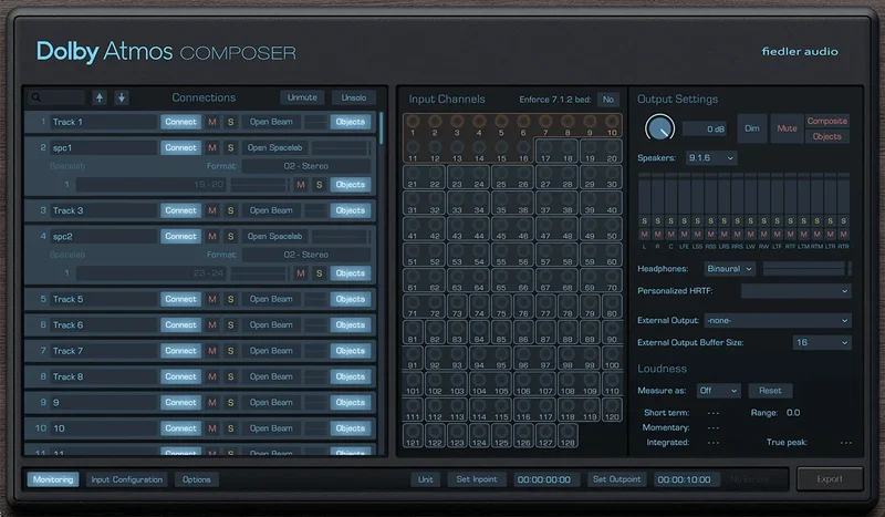 Fiedler Audio Dolby Atmos Composer interface