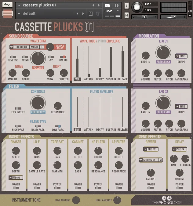 THEPHONOLOOP Cassette Plucks.01 for Kontakt interface