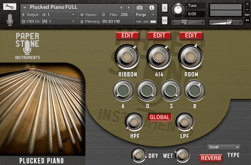 Paper Stone Instruments Plucked Piano Kontakt Library interface