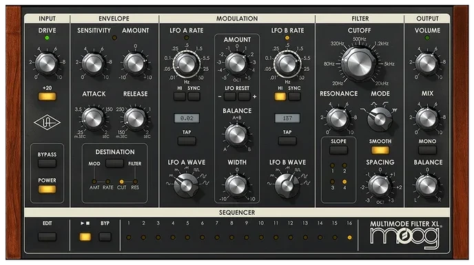 Universal Audio Moog Multimode Filter Collection interface