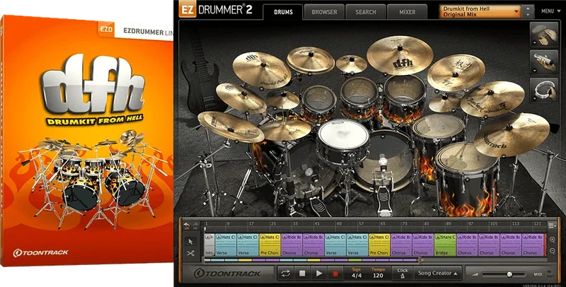 Toontrack EZX Drumkit From Hell interface