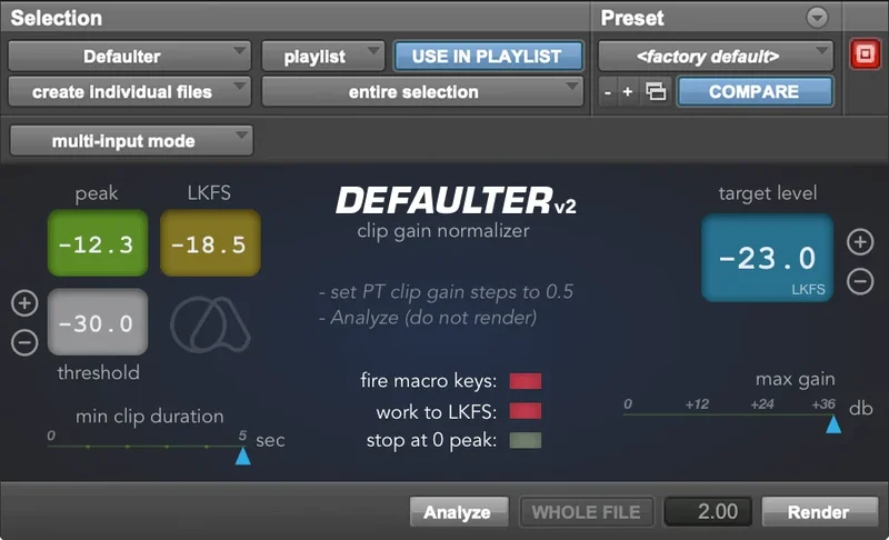 Quiet Art Defaulter interface