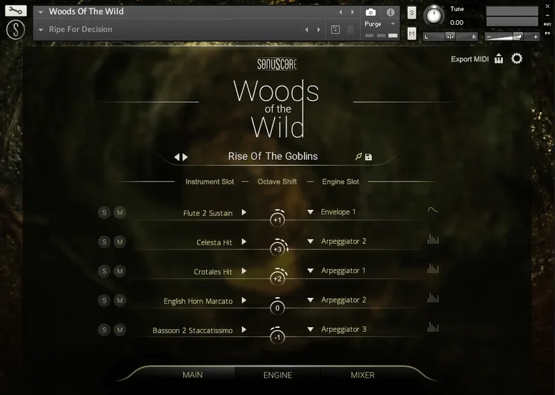 Sonuscore The Orchestra: Woods of the Wild interface