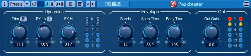 Voxengo Peakbuster interface